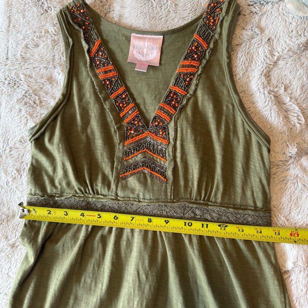 Romeo & Juliet Couture Beaded Olive Green Tiered Maxi Sundress - Picture 10 of 10